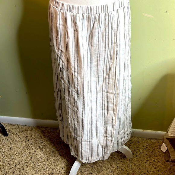 Mododoc Striped Cotton Faux Wrap Elastic Waistband midi skirt, size extra large - Picture 13 of 15